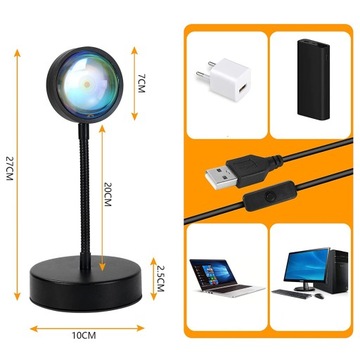 LAMPKA LED SANSET PROJEKTOR ZACHÓD SŁOŃCA APLIKACJA + PILOT