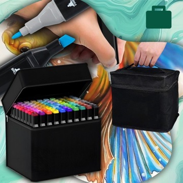 АЛКОГОЛЬНЫЕ МАРКЕРЫ, ДВУХСТОРОННИЕ МАРКЕРЫ, МАРКЕРЫ PRO, 80 ШТ + СУМКА