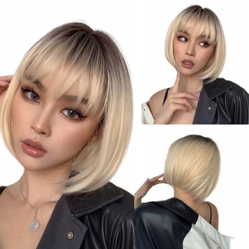 Peruka włosy krótkie syntetyczne jasny blond wzz1