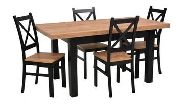 4x krzesło Krzyżak i stół 90x160/210 DĄB CRAFT
