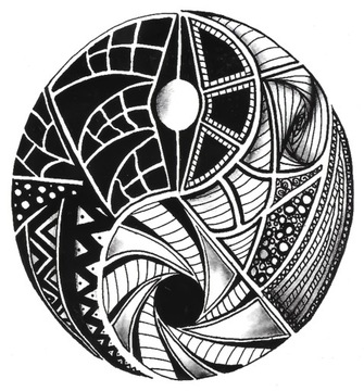 Tatuaż yin i yang znak równowagi