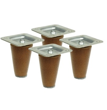 Nogi drewniane bukowe orzech proste 8 cm zestaw