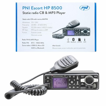 Radio Cb Pni8500 +odtwarzacz MP3 12V/24V słuchawki z mikrofonem+ półkieszeń