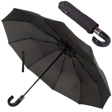 PARASOL PRZECIWDESZCZOWY PARASOLKA ELEGANCKI STYLOWY AUTOM. SKÓRZANA RĄCZKA