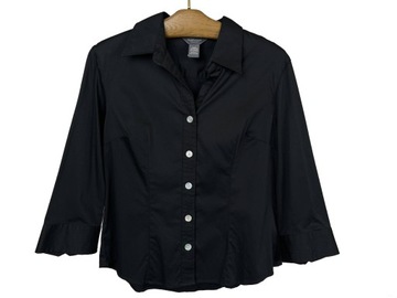 Koszula damska gładka czarna rękaw 3/4 bawełniana stretch VAN HEUSEN r. L
