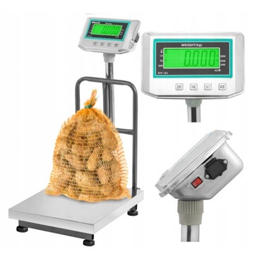 WAGA ELEKTRONICZNA MAGAZYNOWA PLATFORMOWA 300kg Z OPARCIEM LCD SKLEPOWA 50g