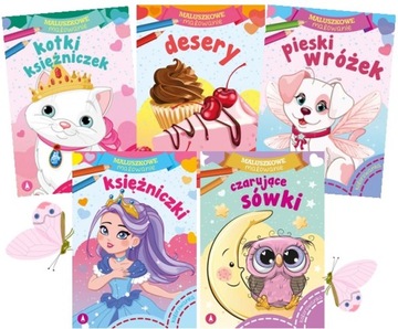 5x kolorowanka pakiet dla dziewczynki maluszkowe malowanie kotki pieski