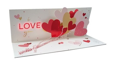 LOVE Kartka 3D która świeci Ślub Rocznica Miłość