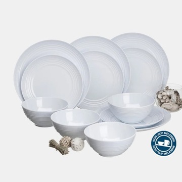 FLAMEFIELD NON SLIP COOL WHITE zestaw naczyń z melaminy