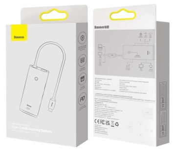 Адаптер BASEUS HUB 5in1 Type C — HDMI 3xUSB 3.0 PD, белый