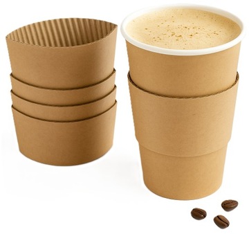 Opaska termiczna na kubek 250ml / 300ml 50 szt Tektura falista Brązowa ECO