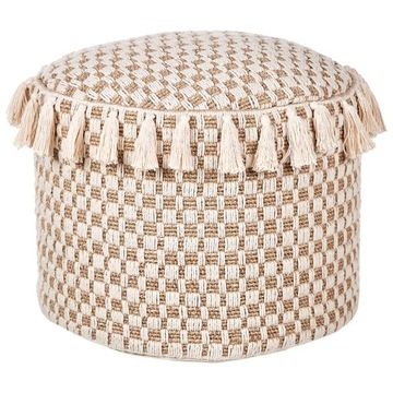 Puf pleciony ⌀ 50 cm beżowy PIRAK