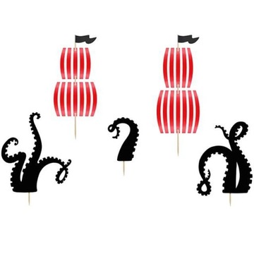 DEKORACJA tort PIRACI pirackie party PIRAT x5