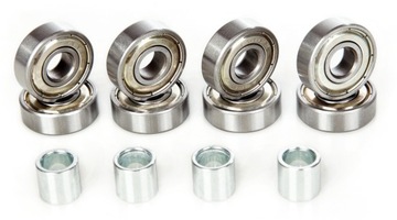 8x Kółka do rolek czarne 76mm + 16x Łożyska RAVEN Abec9
