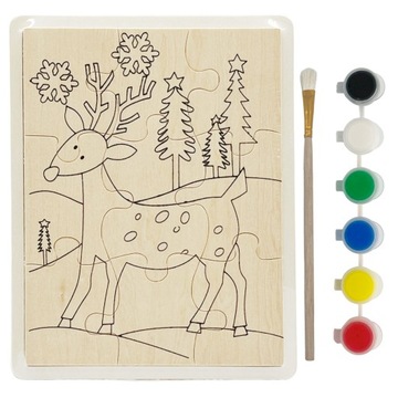 Świąteczne puzzle do malowania DIY dla dzieci