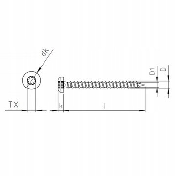 Чечевицеобразные шурупы по дереву 6х30 Torx A2 ​​5 шт.
