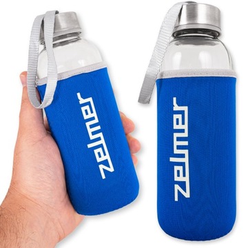 SZKLANA BUTELKA ZELMER ZAKRĘCANA ZE ŚCIĄGANYM POKROWCEM 500ml 0,5L
