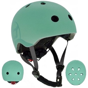 SCOOTANDRIDE KASK Dla Dzieci Lekki Regulowany Lampka LED S-M Forest 3 lata+