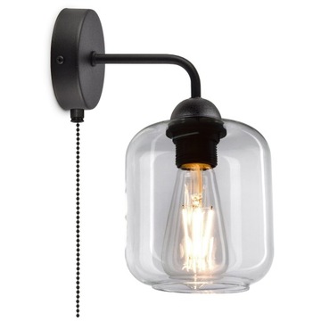 Lampa Ścienna Kinkiet Włącznik Klosz Transparent