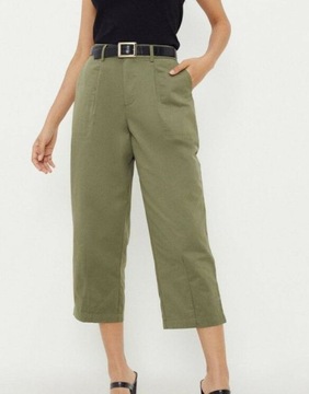 BAWEŁNIANE SPODNIE KULOTY KHAKI KLASYCZNE DOROTHY PERKINS 34