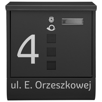 SKRZYNKA CZARNA NA POCZTĘ TUBA + WZÓR I NAPIS