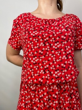 Sukienka czerwona w kwiatuszki zwiewna BANANA REPUBLIC r. S/M Petite