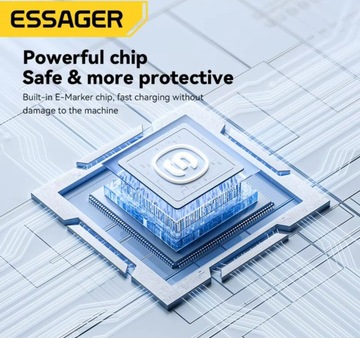 Quick Network Charger USB-C 20W GAN PD QC ESSAGER +1M 100 Вт кабель