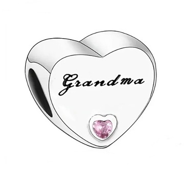 CHARMS ZAWIESZKA BEADS GRANDMA UKOCHANA BABCIA SERCE S925