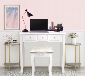 Туалетный столик для макияжа со светодиодной подсветкой, зеркалом, выдвижными ящиками и табуреткой TL09 FREE