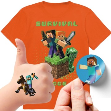 ZESTAW KOSZULKA + TATUAŻE NAKLEJKI MINECRAFT 164