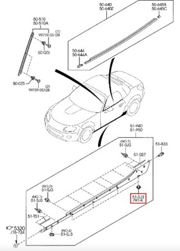 8× MAZDA MX-5 SADA 8 KLIPSOW DO LIŠTA VNĚJŠÍCH RÁMEN ČERNÁ