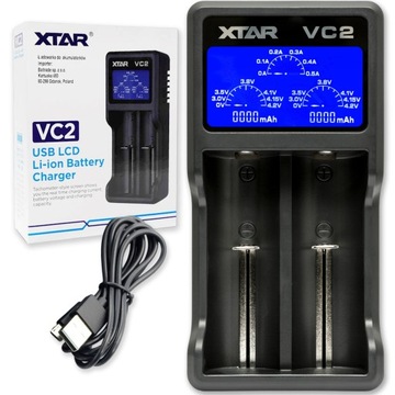 ŁADOWARKA AKUMULATORÓW LCD XTAR VC2 LI-ION 18650 2 kanalowa