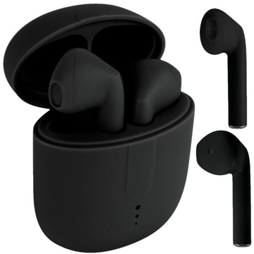 Słuchawki bezprzewodowe czarne Bluetooth TWS z etui ładującym USB-C diody