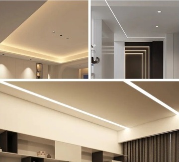 Profil LED Regips 1m Do Taśm LED Anodowany klosz mleczny zaślepki Zestaw