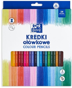 KREDKI OŁÓWKOWE 24 SZT TRÓJKĄTNE OXFORD Z TEMPERÓWKĄ 24 KOLORY