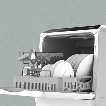 МАЛЕНЬКАЯ НАСТОЛЬНАЯ ПОСУДОМОЕЧНАЯ МАШИНА, ОТДЕЛЬНО СТОЯЩАЯ, СТОЛЕШНИЦА-СТОЙКА, 5 ГОСТИНИЧНЫХ ПРОГРАММ
