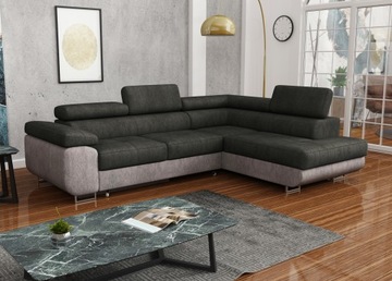 Nowoczesny narożnik do salonu MONTANA sofa kanapa z funkcją spania zagłówki