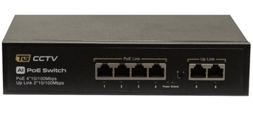 Коммутатор 4x PoE 10/100 Мбит/с 802.3af/at 2 x Uplink