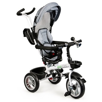 Rowerek trójkołowy obrotowy 360 Szary z daszkiem ECOTOYS