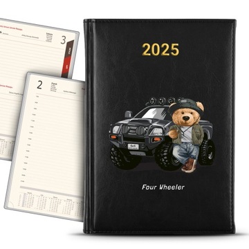 KALENDARZ 2025 CZARNY Planer Roczny dla Rajdowca 4x4 Offroad Wiele Wzorów