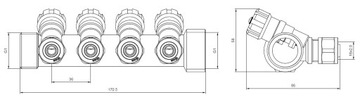 РАСПРЕДЕЛИТЕЛЬ X-HOME PEX 1” x 16 мм 7 КОНТУРОВ ХОЛОДНОЙ ВОДЫ 6 КОНТУРОВ ГОРЯЧЕЙ ВОДЫ