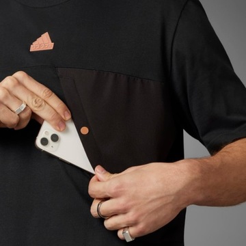 Adidas Czarna Bluzka Męska T-shirt z Kieszonką Logo Okrągły Dekolt r. XL
