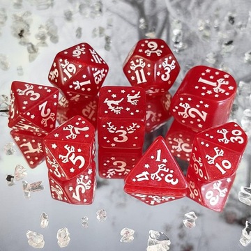 НАБОР ИЗ 8 КРАСНЫХ РОЖДЕСТВЕНСКИХ КУБИКОВ ДЛЯ РПГ