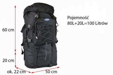 Рюкзак для походов, гор и спорта. 80+20л=100 литров. РАСШИРЯЕМЫЙ 2в1