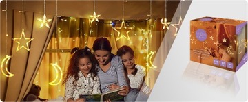 Рождественские елочные гирлянды СВЕТОДИОДНЫЕ БОЛЬШИЕ СВЕТОВЫЕ ЗАНАВЕСЫ 3М ЗВЕЗДЫ ЛУНЫ