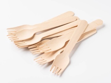 Вилки деревянные, одноразовые столовые приборы, Экологические, для салатов, 16 см, 100 шт.