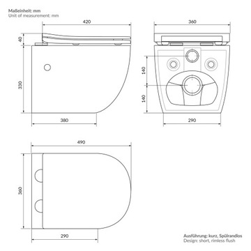 Подвесной унитаз без смыва с функцией биде