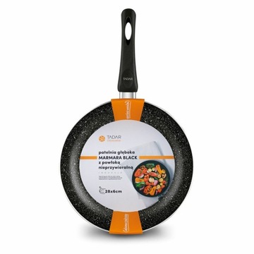 PATELNIA TRADYCYJNA NIEPRZYWIERAJĄCA MARMARA BLACK 28CM INDUKCJA GAZ