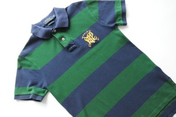 POLO RALPH LAUREN Polo w paski granat zieleń XXS