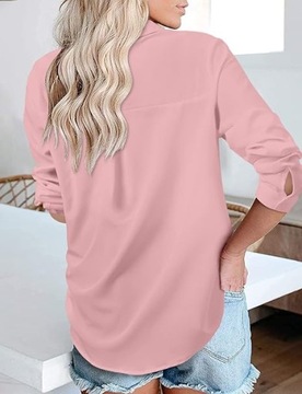 Koszula Damska Bluzka Z Długim Rękawem Rozmiar XL Kolor Różowy
